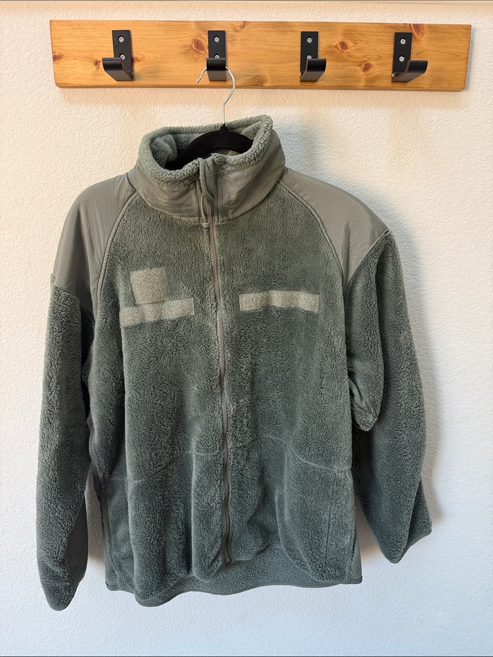 Olive Green Full-Zip Sherpa Fleece Jacket